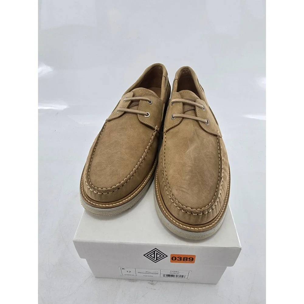 Donald Pliner Foster03 Boat Shoes Mens 12 Camel Nubuck Leather -New